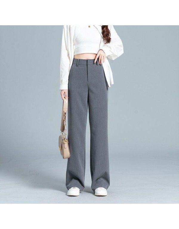 Wide Leg Pants High Waist Draping Slim Black Grey Wide Leg Pants Women's Spring and Autumn Suit Pants Pants