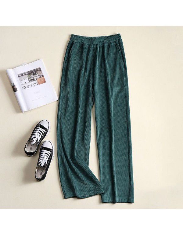 High waist Korean casual women's pants Wide leg flannel pants Long pants