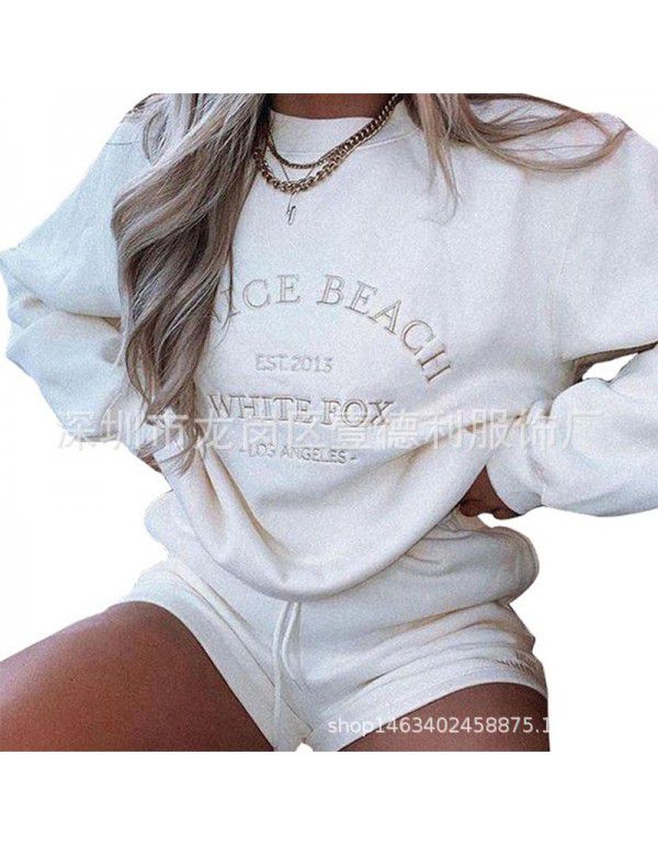 Women's embroidered sweater European and American casual letter embroidered long sleeve sweatshirt Hip hop trend autumn and winter new style