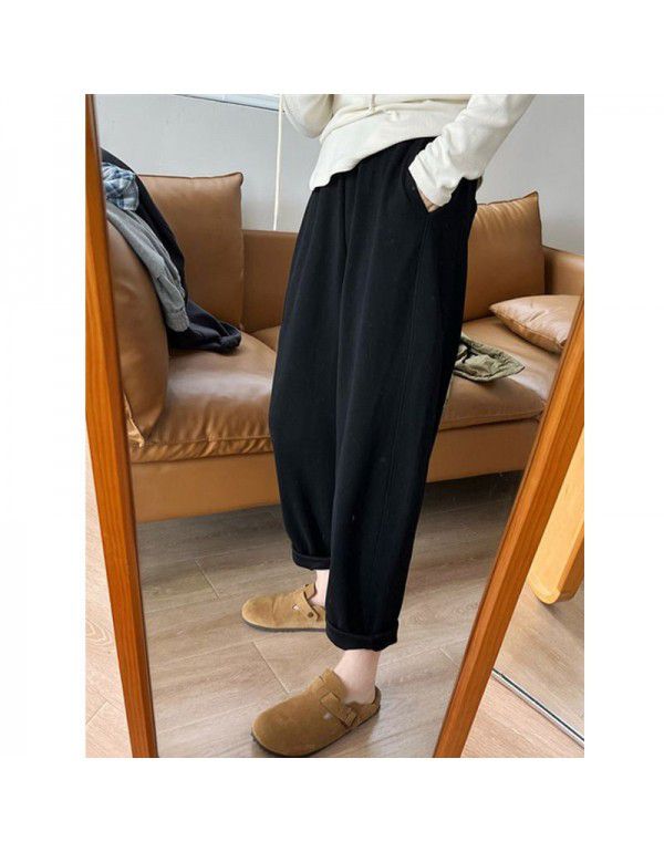 Spring and Autumn New Fashion Oversized Thickened Straight Casual Pants Women's Fat Sister mm Loose Slim Harlan Pants