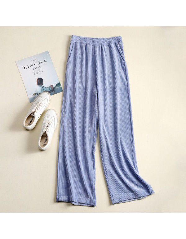 High waist Korean casual women's pants Wide leg flannel pants Long pants