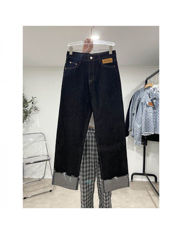 Autumn New Denim Pants Women's Loose Slim Dark Cur...