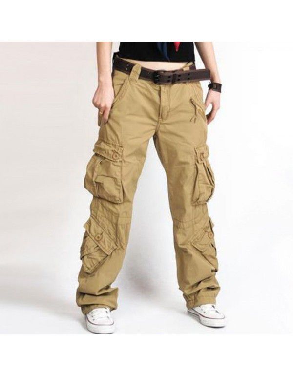 European and American pants Women's overalls Cross border multi bag sports pants Loose tactical pants Large casual pants