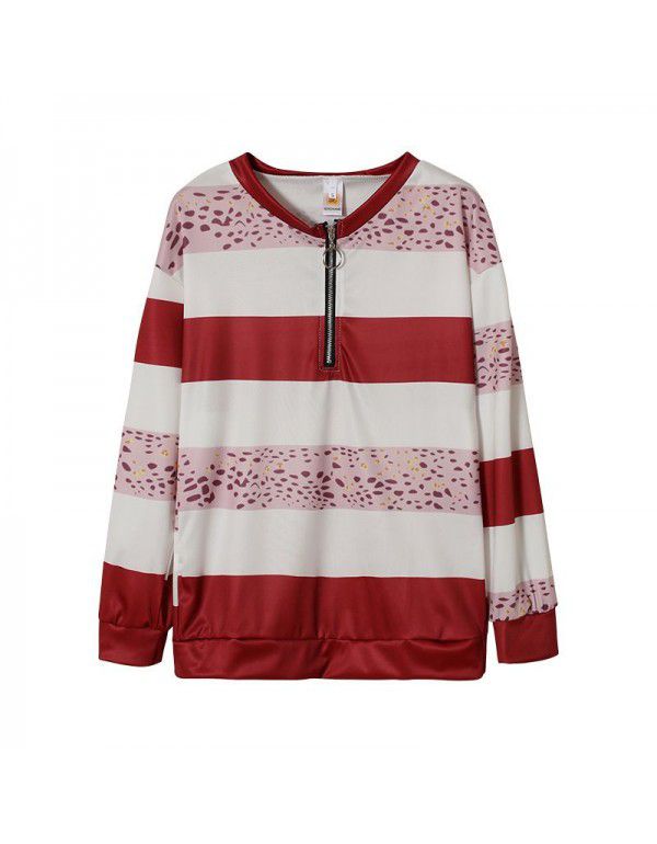 Autumn and Winter New College Style Stripe Pullover Loose Fashion Sweater Women