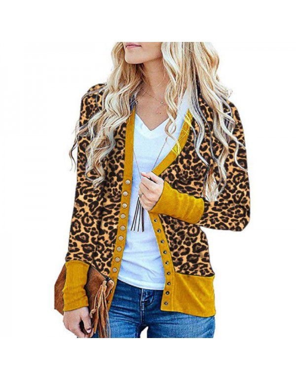 Women's striped patchwork medium length long sleeve single breasted cardigan jacket