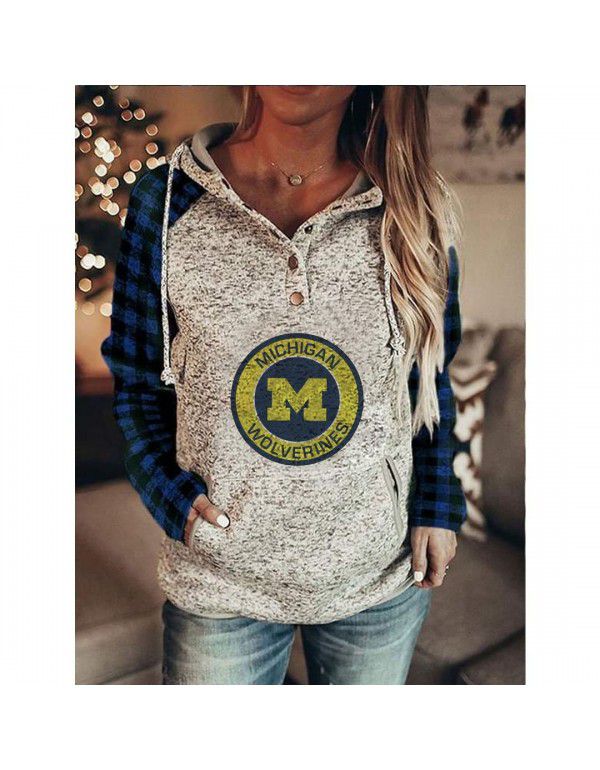 Hoodie Casual Loose Sleeve Drawstring Pullover Sweatshirt With Pocket Print Top Sweatshirt