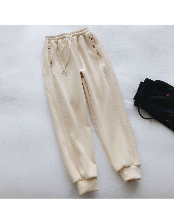 Soft waxy warm sports pants for women in autumn and winter, plush and thickened outer wear pants, loose and thin casual pants, leggings 