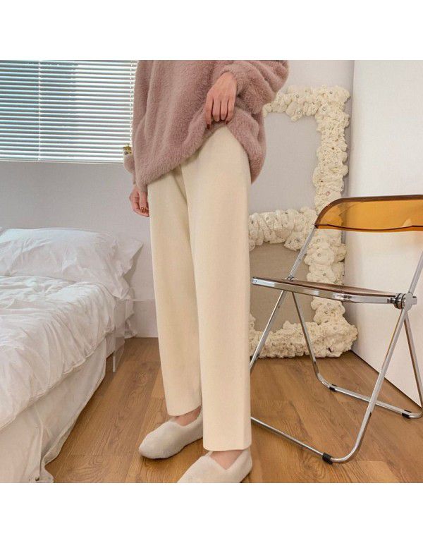 Knitted grandma pants female autumn and winter sma...