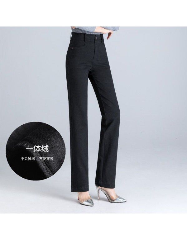 Cotton Women's Pants Straight Sleeve Fashion Pants Spring and Autumn Pants High Waist Elastic Pants Casual Pants Women