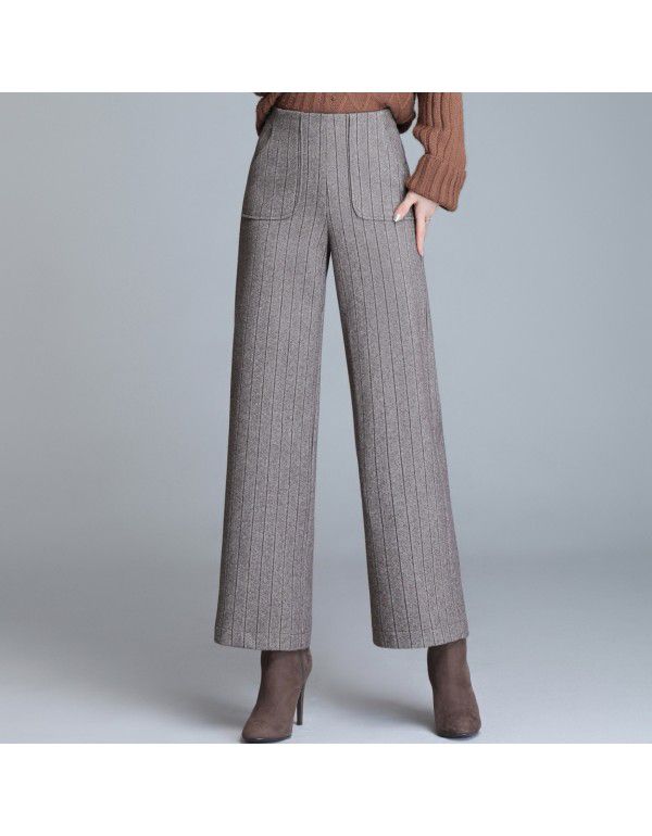 Woven wide leg pants Women's new fashion high wais...