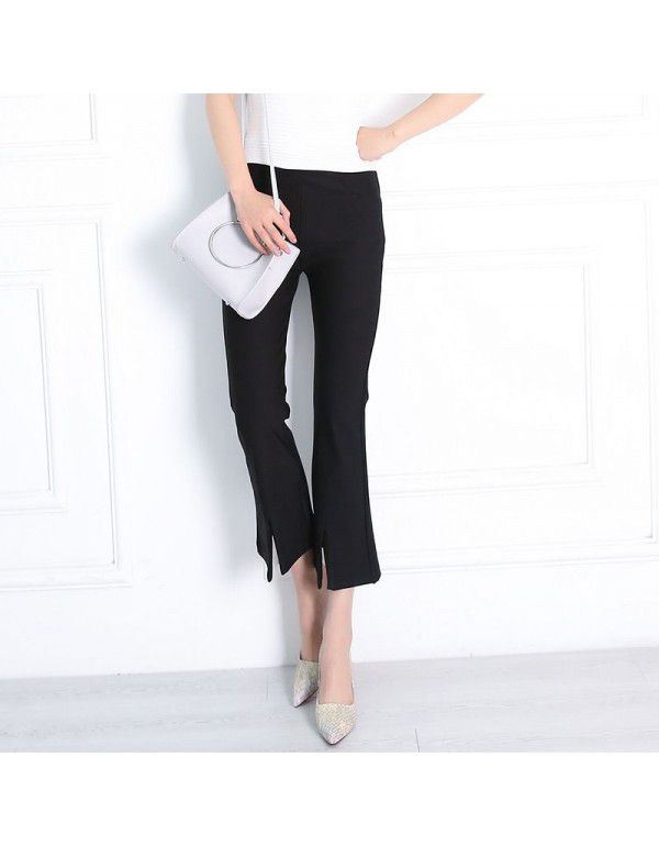 Autumn and Winter New Women's Casual Pants Temperament Commuter Split Flare Pants Nine Split Wide Leg Pants