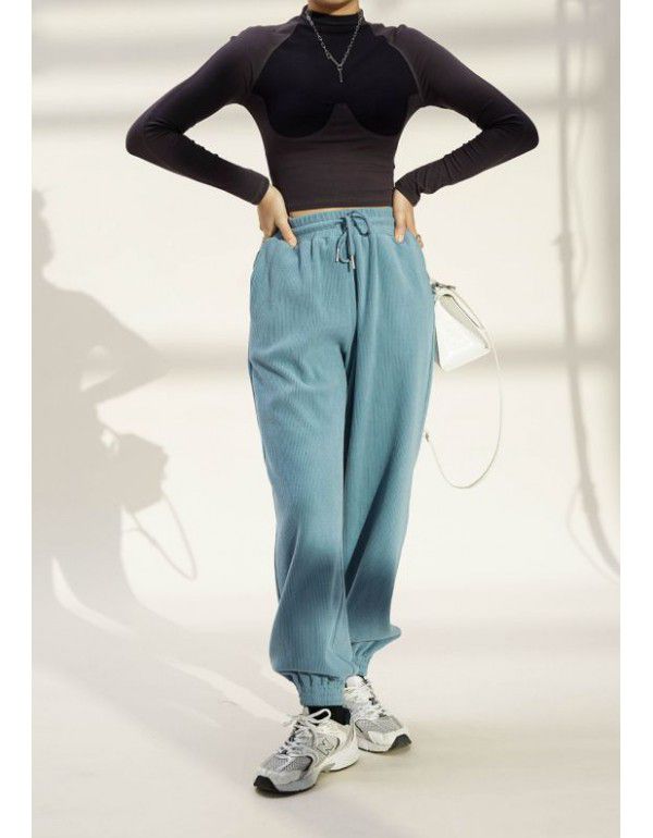 New style leggings sports pants for women Spring/Summer High Waist Korean Jazz Dance Capris Cotton Drawstring casual pants for women