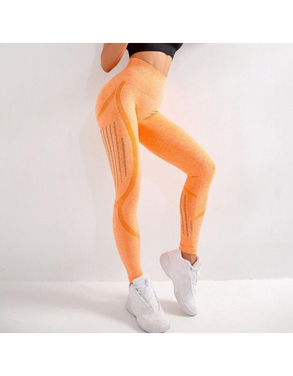 Training sports tights women's high waist stretch yoga capris mesh quick drying breathable hip lifting fitness pants 