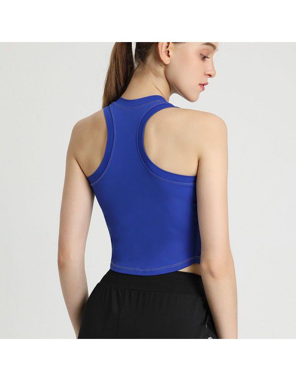 European and American Contrast Yoga Tank Top with Fixed Chest Cushion Slim Fit Fit with Sports Fitness Top Yoga Dress Women