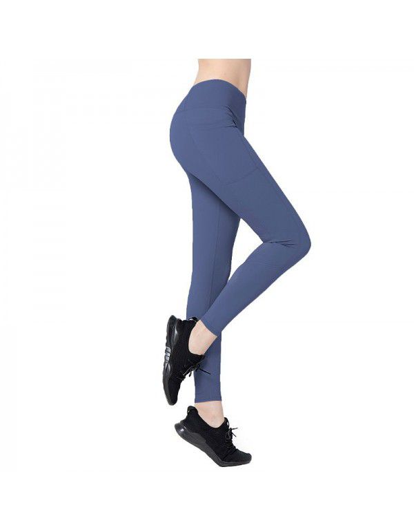 Honey Peach Hip High Waist Pocket Yoga Pants Tight Waist High Elastic Outwear Sports Fitness Pants Running Tights Women 