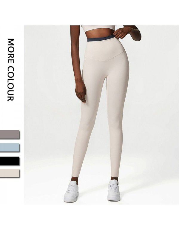 Nude High Waist Yoga Pants Women's Anti Curl Sports Tights Large Stretch Fitness Crop Pants