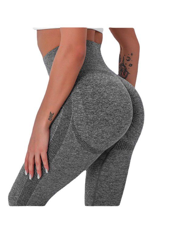 Seamless sexy hip tight elastic smiling face yoga pants Sports running fitness pants Women