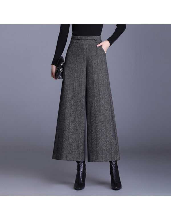 Warm woolen wide leg pants fashion new style big s...