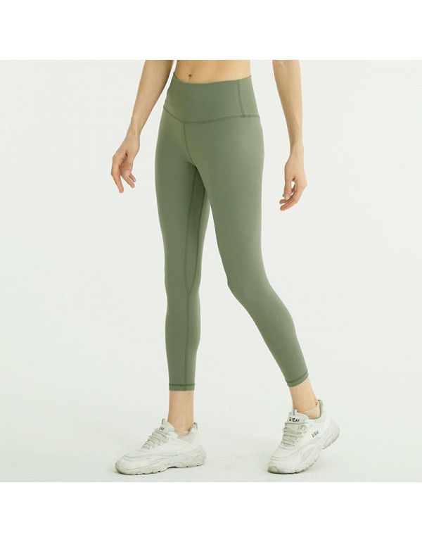 Women's Yoga Pants High Waist Hip Lift Tight Nude Brushed Sports Running Fitness Capris