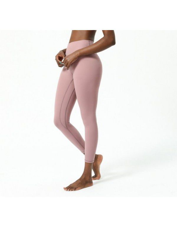 New Double-sided Brushed Cloud Yoga Pants Women's Sports Tight Fitness Pants High Waist Nude Yoga Capris 