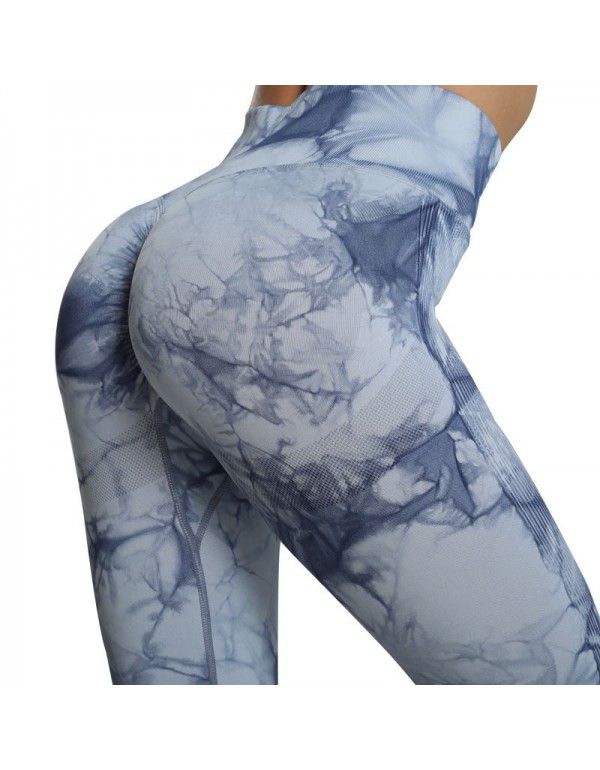 Popular seamless tie-dyed yoga pants in Europe and America, no embarrassment, fitness, hip lifting, high elastic leggings 