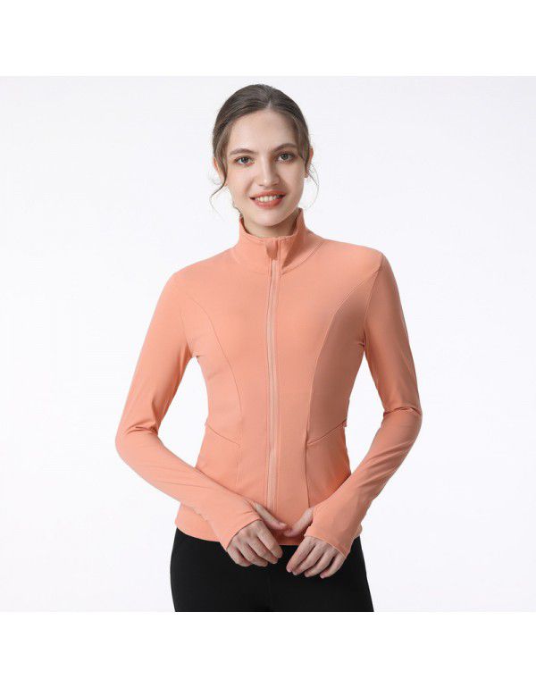 Autumn and Winter Sports Coat Women's Quick Drying Yoga Dress Top Running Professional Fitness Wear Tight Long Sleeve