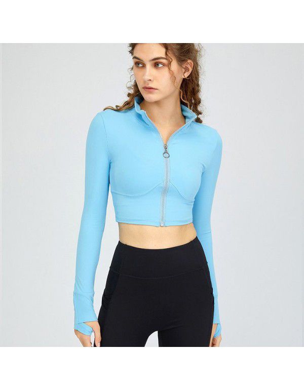 The same autumn nude high neck zipper slimming yog...