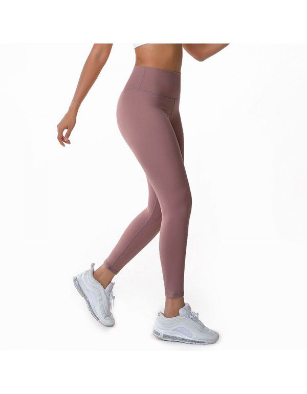 Women's Yoga Pants High Waist Hip Lift Tight Nude Brushed Sports Running Fitness Capris