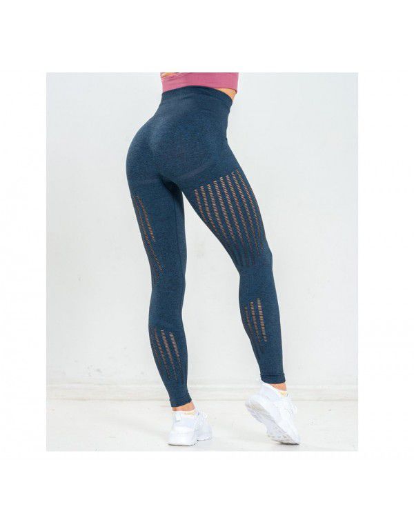 Training sports tights women's high waist stretch yoga capris mesh quick drying breathable hip lifting fitness pants 