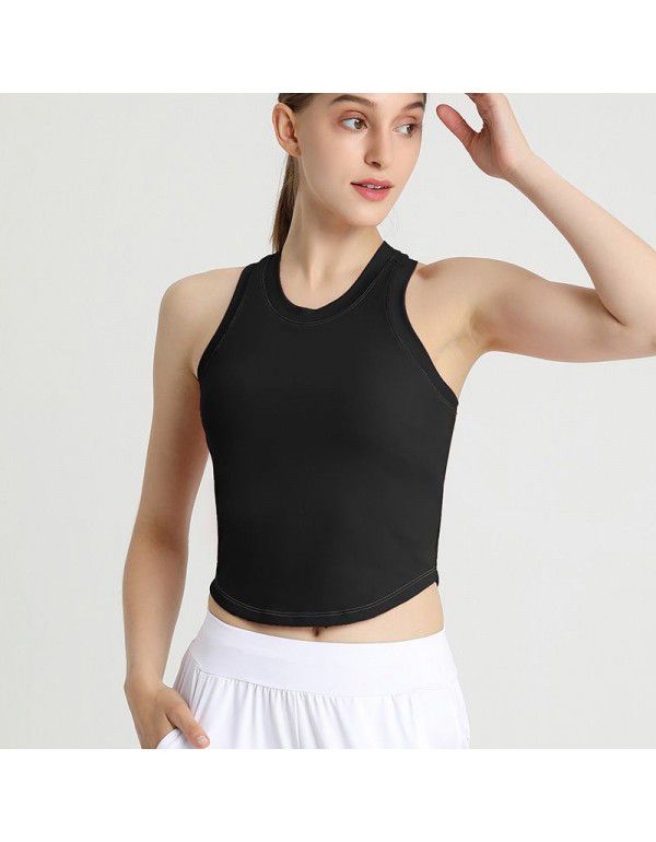 European and American Contrast Yoga Tank Top with Fixed Chest Cushion Slim Fit Fit with Sports Fitness Top Yoga Dress Women