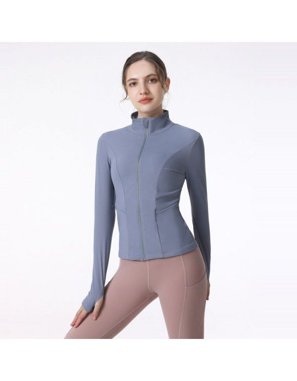 Autumn and Winter Sports Coat Women's Quick Drying Yoga Dress Top Running Professional Fitness Wear Tight Long Sleeve