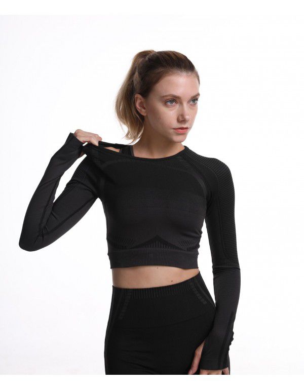 Sexy Sports Bra Long Sleeve Set Running Dress Fitness Long Sleeve Yoga Dress