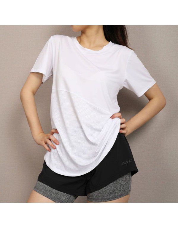 Large sports blouse T-shirt Women's yoga suit loose breathable short sleeve running top fitness suit 