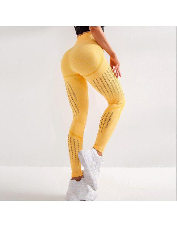 Training sports tights women's high waist stretch yoga capris mesh quick drying breathable hip lifting fitness pants 