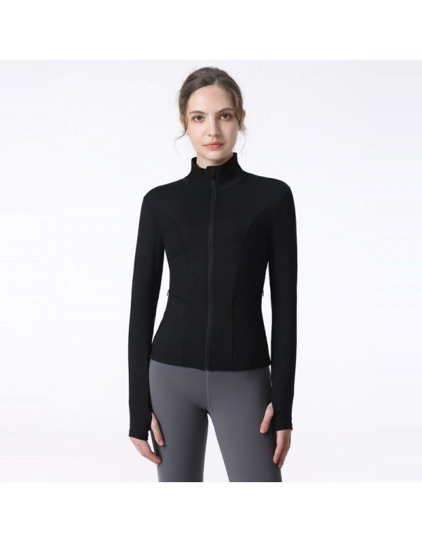 Autumn and Winter Sports Coat Women's Quick Drying Yoga Dress Top Running Professional Fitness Wear Tight Long Sleeve