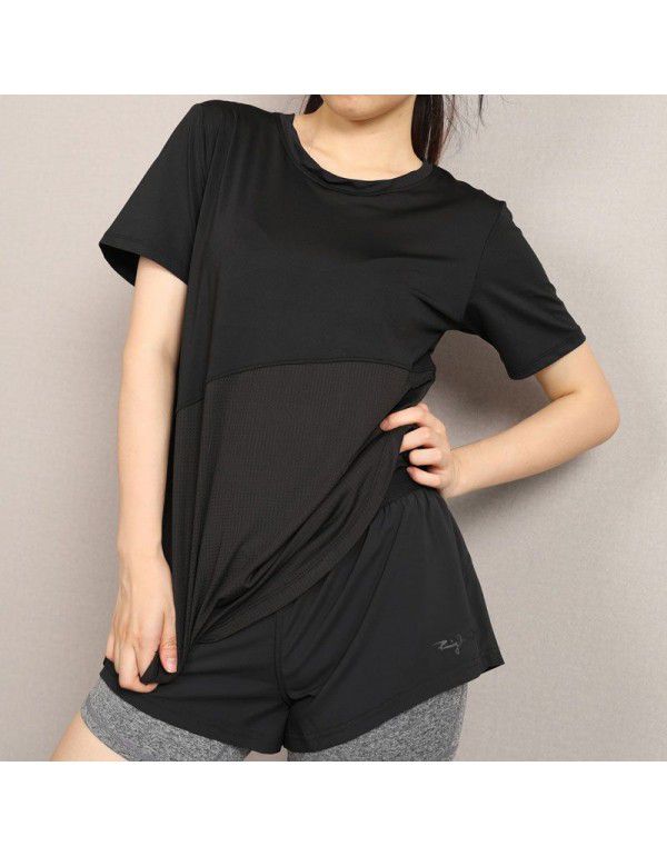 Large sports blouse T-shirt Women's yoga suit loose breathable short sleeve running top fitness suit 