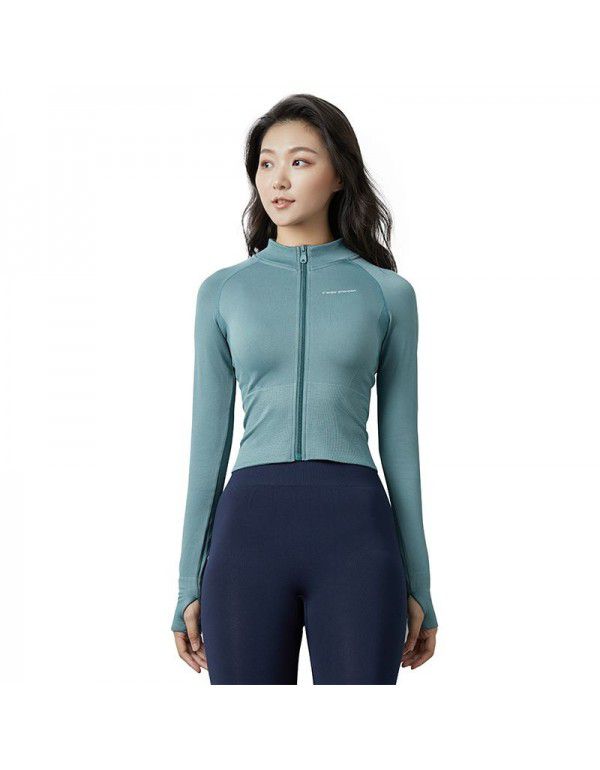 Autumn and Winter New Mock Neck Slim Fit Yoga Dress Sports Jacket Elastic Breathable Zipper Running Yoga Long Sleeve