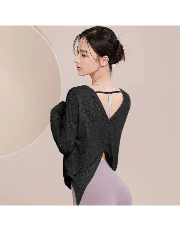 Autumn and Winter New Yoga Suit Women's Running Crew Neck Loose Top T-shirt Fitness Wear Sports Top Long Sleeve