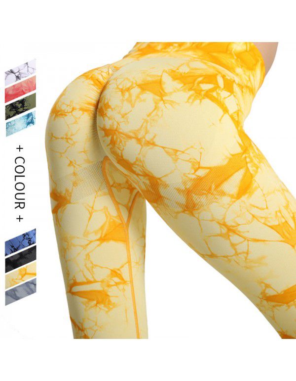 Popular seamless tie-dyed yoga pants in Europe and...