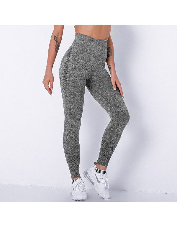 Seamless sexy hip tight elastic smiling face yoga pants Sports running fitness pants Women