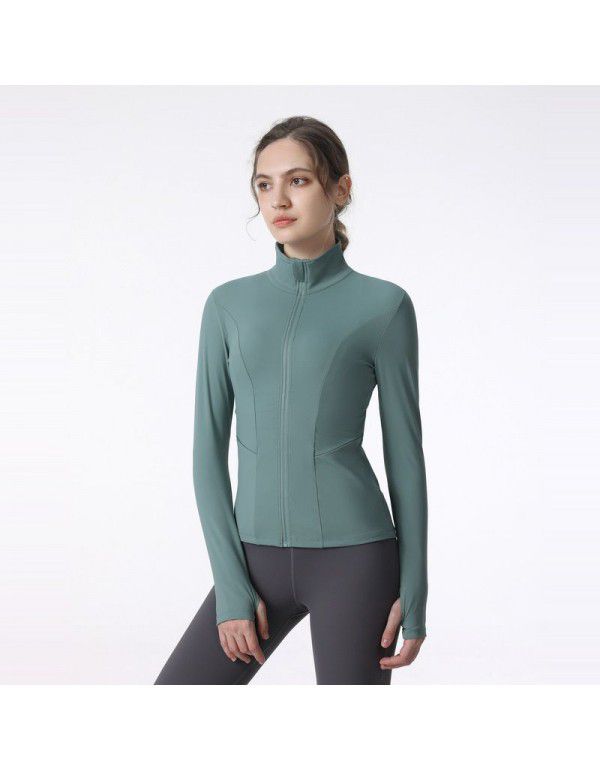 Autumn and Winter Sports Coat Women's Quick Drying Yoga Dress Top Running Professional Fitness Wear Tight Long Sleeve