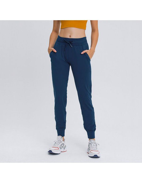 High Waist Yoga Pants Women's Lulu Quick Dry Elastic Running Fitness Pants Slim Fit Slim Tight Sweatpants