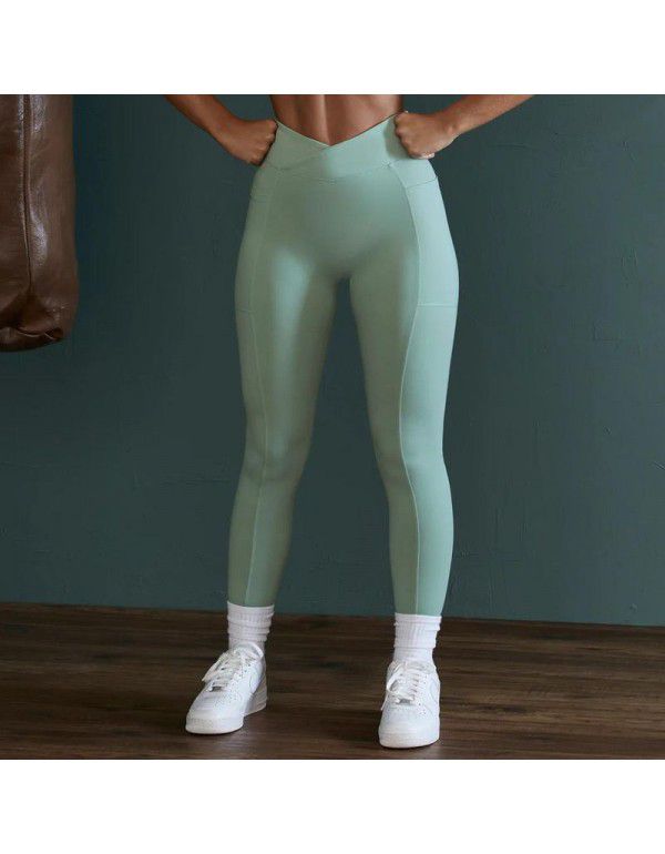 Nude Yoga Pants Women's Tight High Waist Hip Lift Elastic Peach Hip Sports Fitness Pants Quick Dry Running Pants