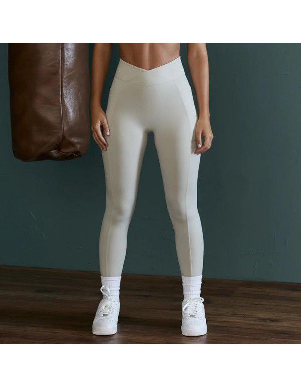 Nude Yoga Pants Women's Tight High Waist Hip Lift Elastic Peach Hip Sports Fitness Pants Quick Dry Running Pants