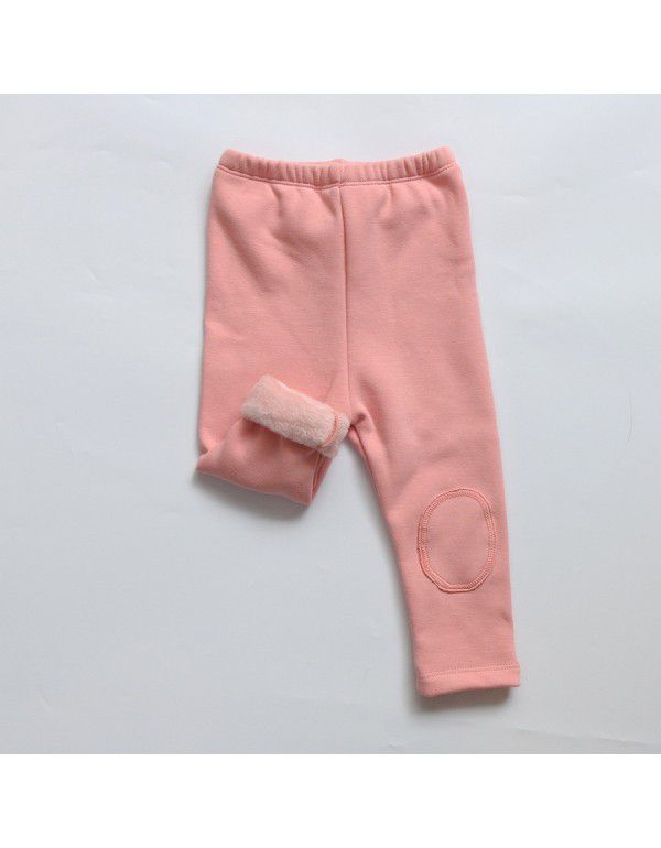 Children's household clothes, baby pajamas, autumn and winter warm pants, leggings, foreign trade children's clothing, plush pants, girls' pants