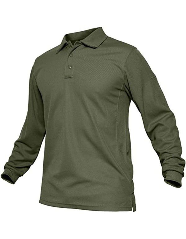 Men's sports big men's long-sleeved golf Paul lapel t-shirt 