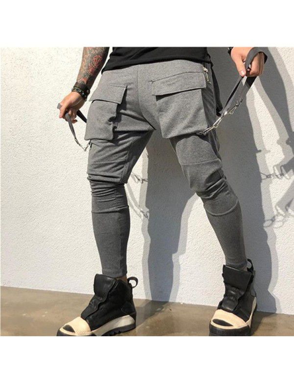 Fall pants men's fashion hip-hop big pocket casual sports pants men's work pants 