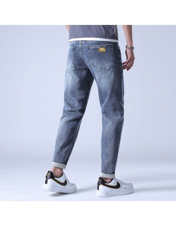 New Spring and Autumn Men's Jeans Fashion Fashion Brand Casual Stretch Small Straight Fit Fashion Jeans Men