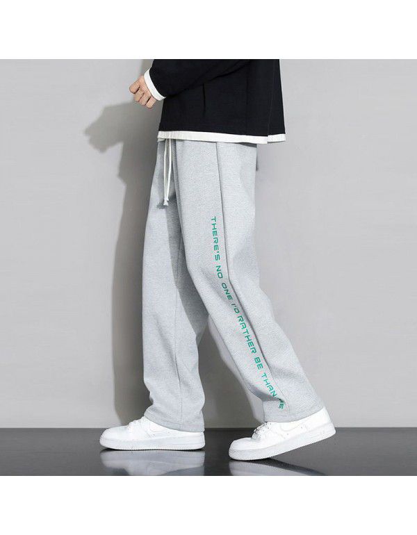 Spring pants men's spring and autumn fashion brand loose China-Chic straight tube drape boys' trousers casual trousers men