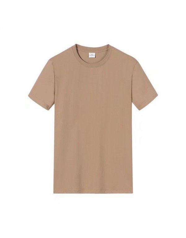High Quality Cotton Short Sleeve T-shirt Men's Summer Thick Fashion Solid Color Versatile Round Neck Japanese Casual Top